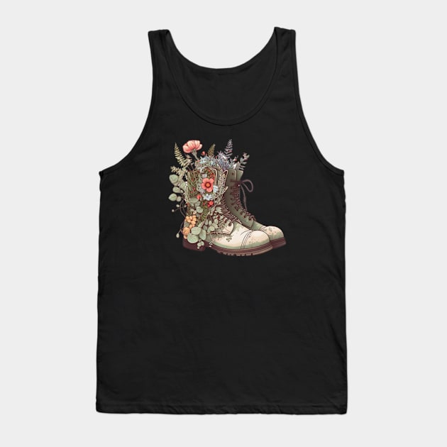 Flowers Growing From Combat Boots Tank Top by larfly